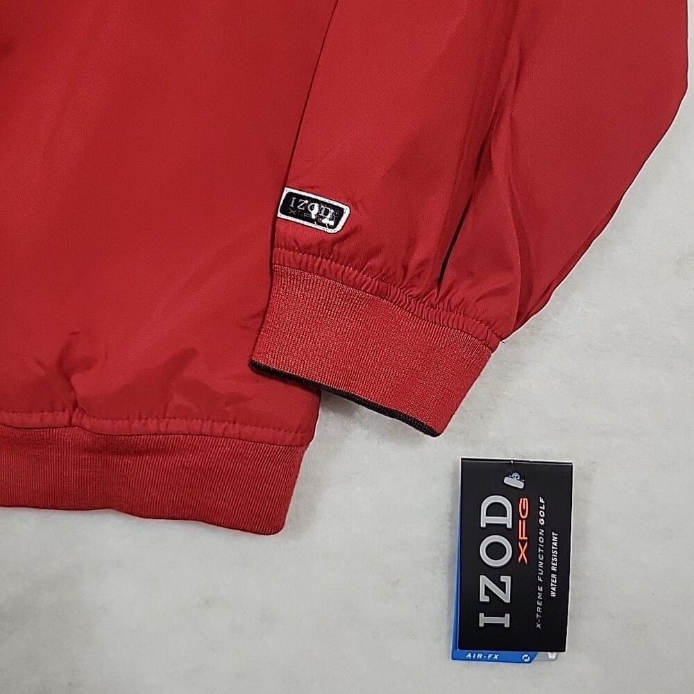 New Izod XFG Windbreaker Mens Sz L Red Jacket Side Zipper Pullover Golf (3092) - Picture 4 of 10